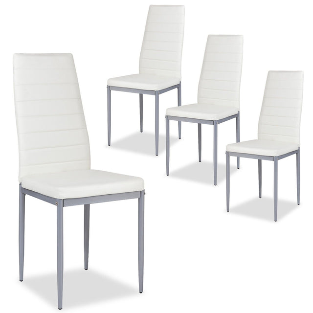 Set of 4 Chairs with High Backrest for Dining Room/Restaurant-White