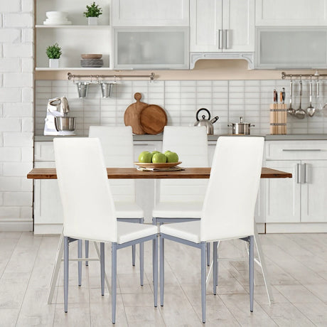 Set of 4 Chairs with High Backrest for Dining Room/Restaurant-White