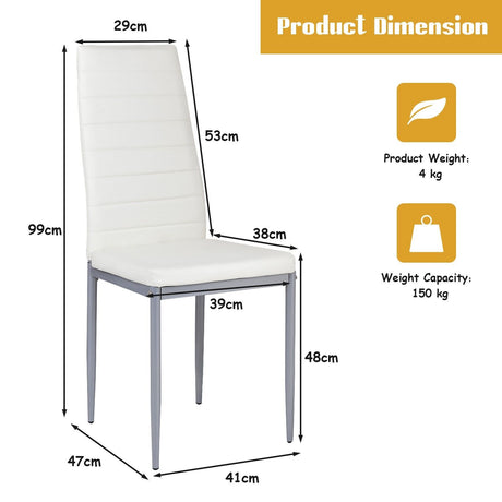 Set of 4 Chairs with High Backrest for Dining Room/Restaurant-White