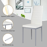 Set of 4 Chairs with High Backrest for Dining Room/Restaurant-White