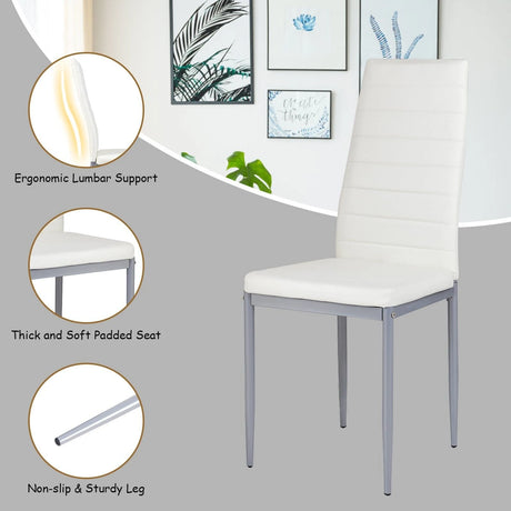 Set of 4 Chairs with High Backrest for Dining Room/Restaurant-White