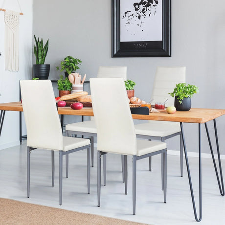 Set of 4 Chairs with High Backrest for Dining Room/Restaurant-White