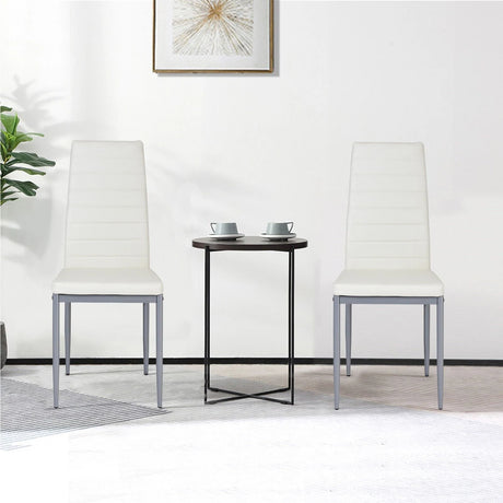 Set of 4 Chairs with High Backrest for Dining Room/Restaurant-White