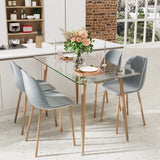 Modern Glass Rectangular Dining Table with Metal Legs