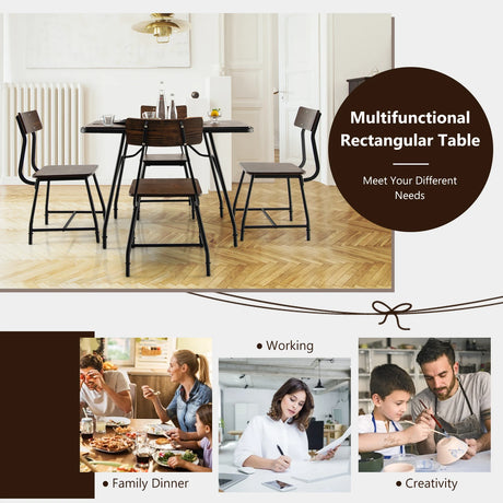 5 Piece Dining Table Set with Metal Frame for Kitchen/Dining Room