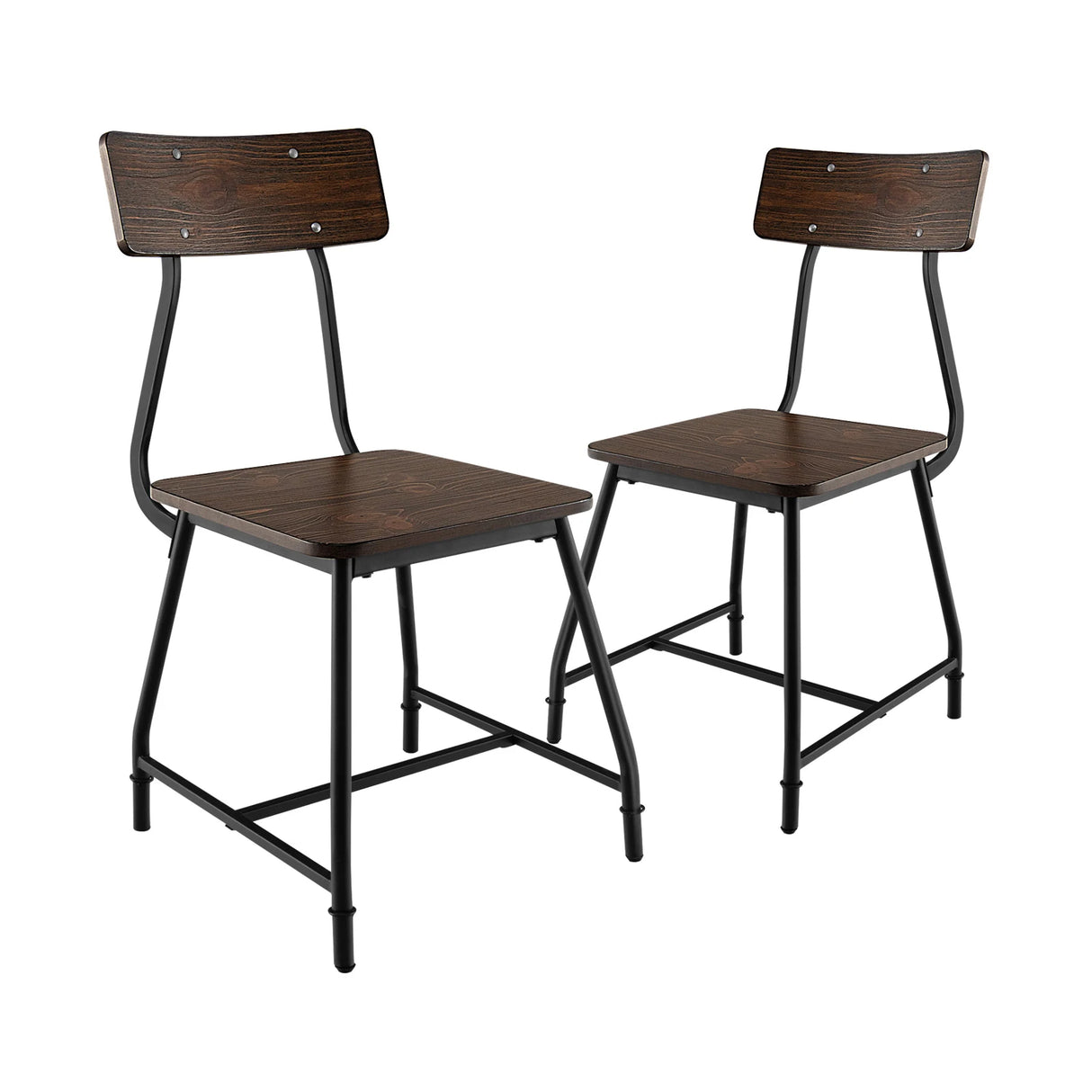 2 Pieces Modern Dining Room Side Chairs with Metal Frame-Brown