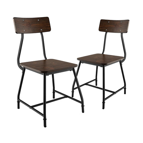 2 Pieces Modern Dining Room Side Chairs with Metal Frame-Brown