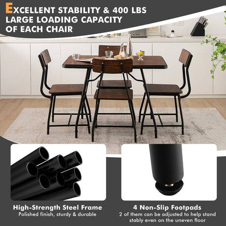2 Pieces Modern Dining Room Side Chairs with Metal Frame-Brown