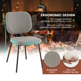 Set of 2 Modern Armless Dining Chairs with Linen Fabric-Gray
