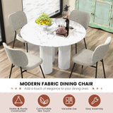 Set of 2 Modern Armless Dining Chairs with Linen Fabric-Gray
