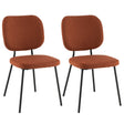 Set of 2 Modern Armless Dining Chairs with Linen Fabric-Orange