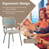 Set of 2 Modern Fabric Dining Chairs with Armrest and Curved Backrest