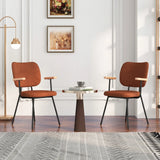 Set of 2 Modern Fabric Dining Chairs with Armrest and Curved Backrest-Orange