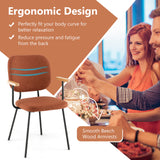 Set of 2 Modern Fabric Dining Chairs with Armrest and Curved Backrest-Orange