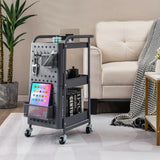 Kitchen Storage Trolley Cart with 3-Tier Shelves-Grey