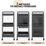 Kitchen Storage Trolley Cart with 3-Tier Shelves-Grey
