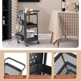 Kitchen Storage Trolley Cart with 3-Tier Shelves-Grey