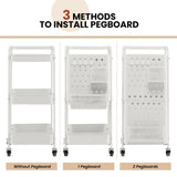 Kitchen Storage Trolley Cart with 3-Tier Shelves-White