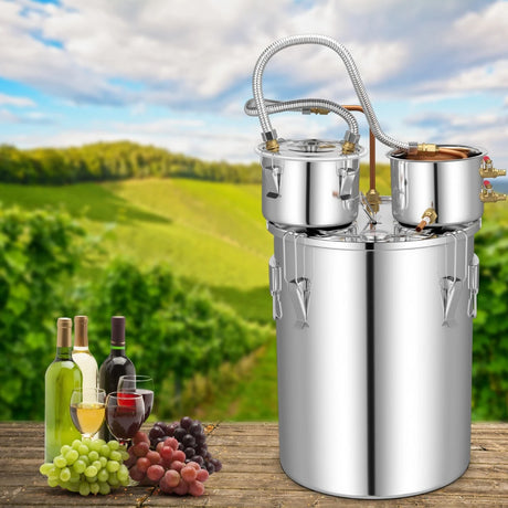 22/38L Stainless Steel Water Alcohol Distiller with Build-in Thermometer-38 L
