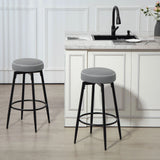 HOMCOM Set of Two Faux Leather Bar Stools - Grey/Black