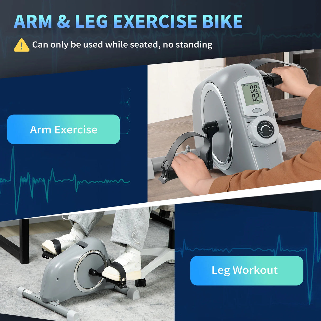 SPORTNOW Pedal Exerciser with Eight Level Magnetic Resistance, with Eight-Level Magnetic Resistance, Grey