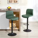 HOMCOM Bar Stools Set of 2, PU Leather Barstools with Backrest and Footrest for Kitchen, Counter, Breakfast Bar, Green