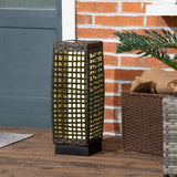 Outsunny Outdoor Rattan Solar Lantern, Brushed PE Wicker Patio Garden Lantern wtih Auto On/Off Solar Powered LED Lights for Indoor & Outdoor Use, Porch, Yard, Lawn, Courtyard, Grey