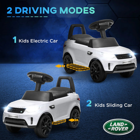 AIYAPLAY 2-in-1 Land Rover Licensed 6V Kids Electric Ride On Car, Sliding Car w/ Headlights, Music, for 18-60 Months, White