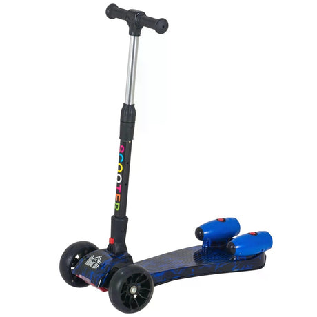 HOMCOM Kids Scooter, 3 Wheel Foldable Kick Scooter Adjustable Height w/ Flashing Wheels, Music, Water Spray for 3-6 Years, Blue