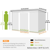 Outsunny 9ft x 4ft Metal Garden Shed, Outdoor Tool House with Foundation Kit, Ventilations and Double Doors, Deep Green