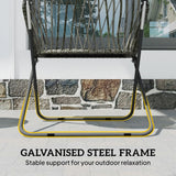 Outsunny Patio Bistro Set, Folding Patio Furniture Set with 2 Chairs and Table, Grey