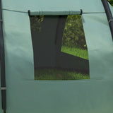 Outsunny Two Room Tunnel Tent Camping Tent for  3-4 Man with Windows, Covers, Carry Bag, for Fishing, Hiking, Sports, Green