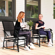Outsunny Gliding Jack and Jill Seat, with Glass-Top Table - Black