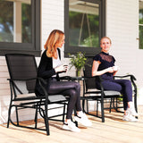 Outsunny Gliding Jack and Jill Seat, with Glass-Top Table - Black
