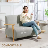 HOMCOM Small Sherpa Fabric 2 Seater Sofa Settee - Light Grey
