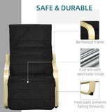 HOMCOM Wooden Armchair, Upholstered Linen Lounge Chair with Adjustable Footrest & Removable Cushion, Poang Chair for Living Room, Black