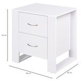 HOMCOM Bedside Table with 2 Drawers, Nightstand with Handles and Elevated Base, Side Table for Bedroom, Living Room, White