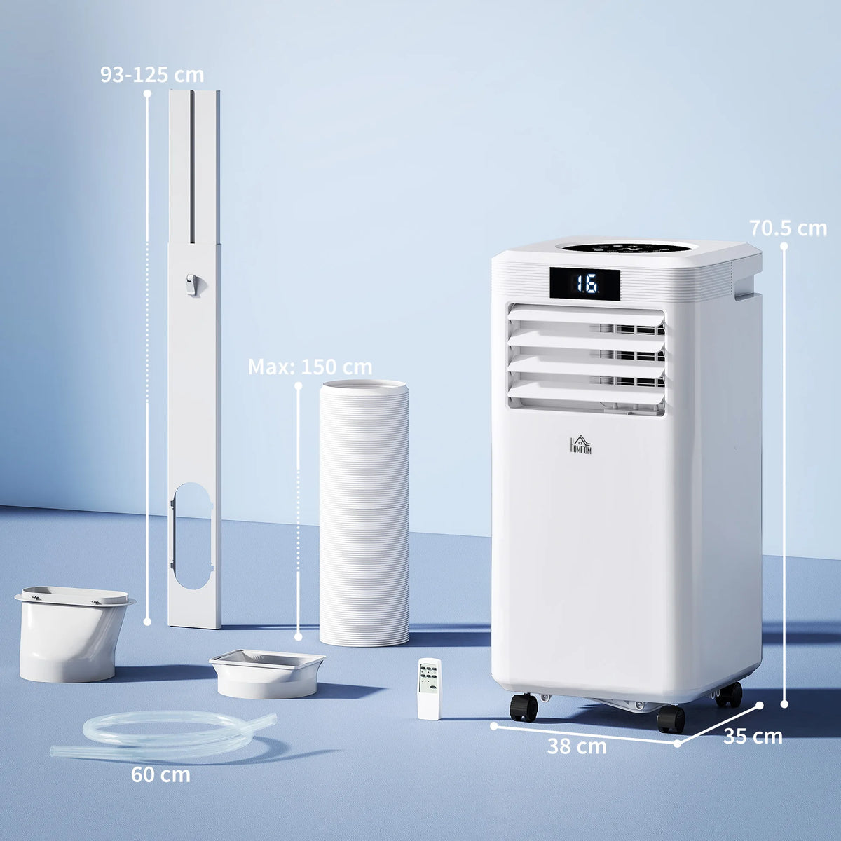 HOMCOM 10000 BTU Air Conditioning Unit, 3-in-1 Portable Air Conditioner, Dehumidifier, Cooling Fan with Remote Control, Digital Display, 2 Speeds, 24H Timer, Window Venting Kit, 22m2