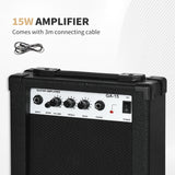 SPORTNOW Six-String Electric Guitar, with 15W Amplifier, Digital Turner, Picks, Shoulder Strap, Case Bag - Dark Green