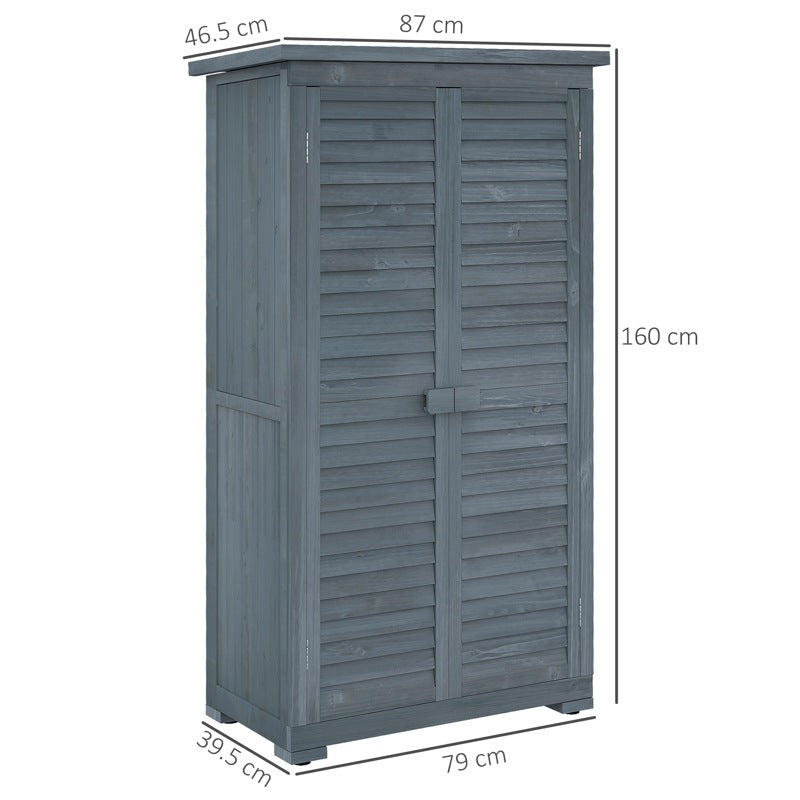 Outsunny 39.5 x 79cm Fir Wood Garden Shed - Grey