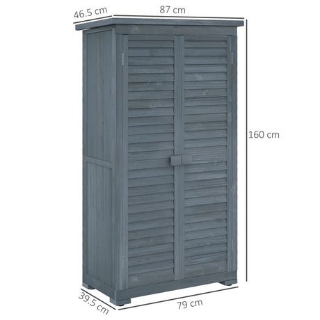 Outsunny 39.5 x 79cm Fir Wood Garden Shed - Grey