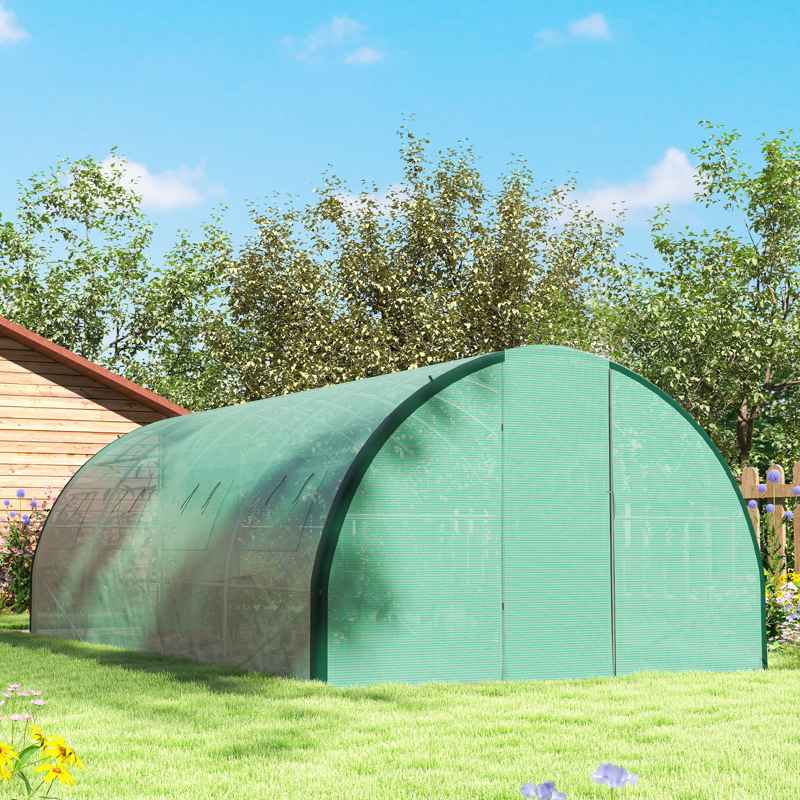 Outsunny Polyethylene Upgraded Structure Walk-in Polytunnel Greenhouse, 6 x 3(m), Green