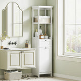 HOMCOM Tall Bathroom Cabinet, with Laundry Basket - White