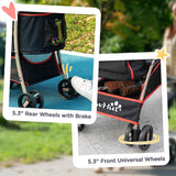 PawHut 3 In 1 Detachable Pet Stroller, for Extra Small and Small Dogs - Red