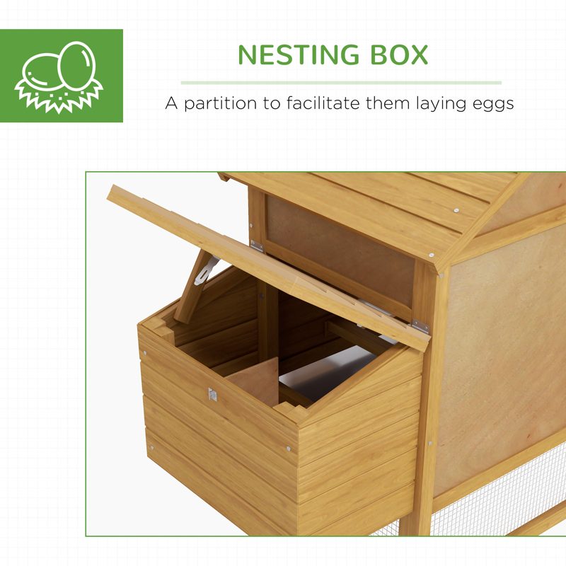 PawHut Small Chicken Coop with Run Hen House Poultry Coops Cages Nesting Box Wood 150.5 x 54 x 87cm