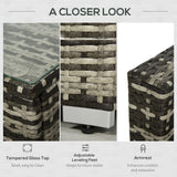 Outsunny Rattan Garden Sofa Set, 4-Seater Wicker Sectional for Garden, Grey