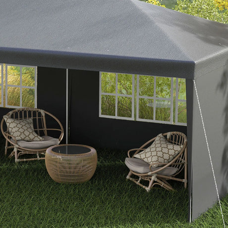 Outsunny 2.95 x 5.83 m Semi-Open Gazebo - Dark Grey