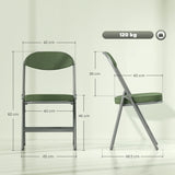 HOMCOM Set of Four Folding Corduroy Seat Chairs - Green