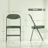 HOMCOM Set of Four Folding Corduroy Seat Chairs - Green