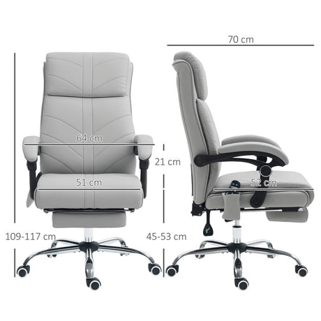 Vinsetto Faux Leather Massage Office Chair - Light Grey